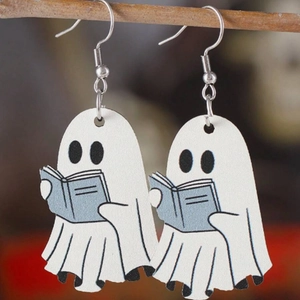 Orecchini a fantasma in acrilico stile gotico regalo per amanti dei libri Halloween