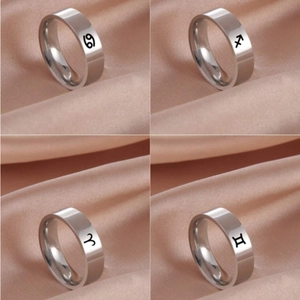 Minimalistischer Sternzeichen-Ring aus Edelstahl für Damen und Herren Breites schlichtes silbernes Design mit zwölf Tierkreiszeichen Schmuck Geschenk