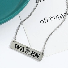 Collar de colgante rectangular Morgan Wallen de acero inoxidable con iconos de vaquero