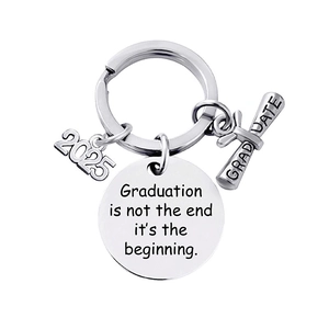 2025 Graduation Keychain Stainless Steel Polished Commemorative Gift For Students Teachers Graduate Jewelry Key Ring