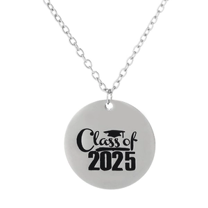 Collier de remise de diplôme en acier inoxydable avec pendentif Class of 2025 et motif