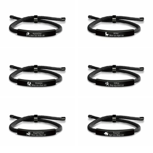 Bracciale in Acciaio Inossidabile con Incisione Segni Zodiacali Corda Intrecciata per Uomo Donna Regolabile 12 Costellazioni Regalo Gioielli