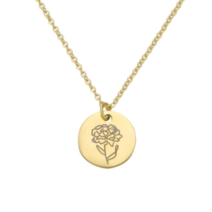 Collana minimalista in acciaio inossidabile dorato con ciondolo a moneta fiore di garofano