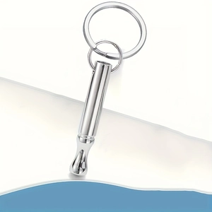 Mindful breathing necklace for stress relief with polished stainless steel whistle design