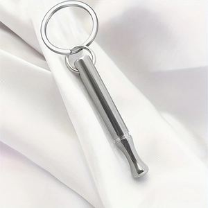 Titanium Steel Meditation Breathing Necklace Anxiety Stress Relief Cylinder Whistle Keychain Wellness Gift For Men Women