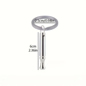 Silver meditation breathing whistle keychain with 2.5cm ring and 6cm metal cylinder
