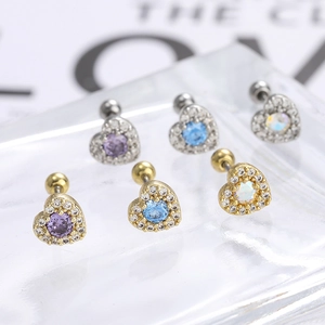 Herz Knorpelstecker Ohrringe Für Damen Edelstahl Kupfer Zirkonia Schraubverschluss Helix Piercing Mode Schmuck Geschenk