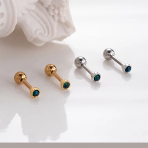 Orecchini a bilanciere 16G in acciaio inossidabile con opale verde in oro e argento