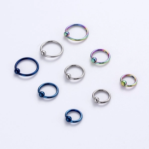 Anelli BCR in acciaio inossidabile 316L lucido in argento, blu e arcobaleno