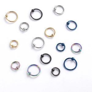 Set di anelli con sfera in acciaio inossidabile 316L per piercing al naso e orecchio