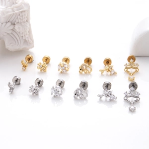 Set di orecchini a perno a forma di ape e fiori in acciaio inossidabile oro e argento