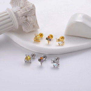Set di piercing per elica in acciaio inossidabile con cuori e animali in zircone
