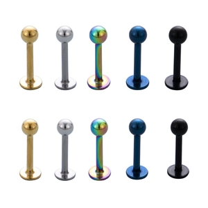 316L Stainless Steel Ball Lip Piercing Stud Vacuum Electroplated Geometric Body Jewelry For Ear Cartilage Unisex Piercing