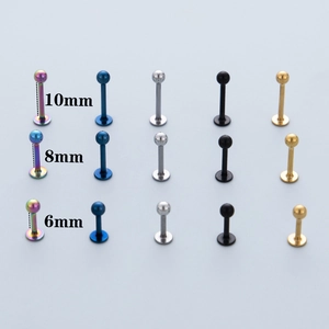 Vacuum plated 316L stainless steel labret studs in five colors and three sizes