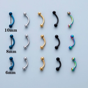 Barbell curvi in acciaio chirurgico per piercing sopracciglio e orecchio in cinque colori