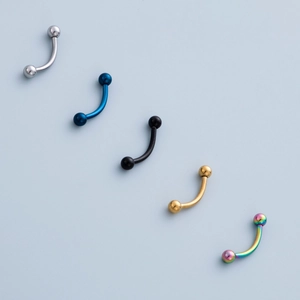 Set di piercing per sopracciglia in acciaio inossidabile argento, blu, nero, oro e arcobaleno