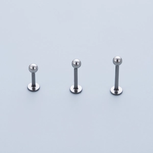 Detailed comparison of three different length stainless steel ball labret studs for piercing