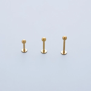 Detailed comparison of three golden 316L stainless steel labret studs in various lengths