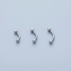 Set di tre gioielli per piercing curved barbell in acciaio inossidabile 316L lucidato