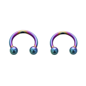 Rainbow horseshoe ring set in 316 stainless steel for nose and ear piercing decor