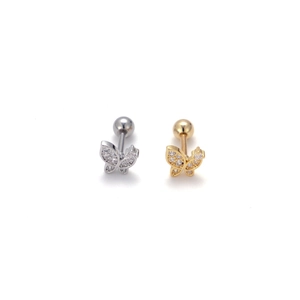 Sprankelende vlinder helix oorbellen met gekleurde zirkonia in goud en zilver plating