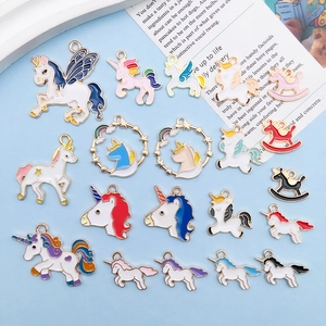 Cute Cartoon Unicorn Horse Alloy Enamel Charms Pendants For DIY Jewelry Making Necklaces Bracelets Accessories Handcraft