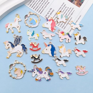 Set of 20 mixed cartoon unicorn enamel alloy charms and pendants for DIY jewelry crafts
