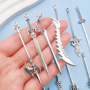 Vintage silver alloy sword and weapon charms for DIY jewelry and necklace making