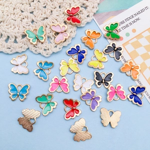 Colorful mix of 24 cute butterfly alloy pendants for DIY jewelry making with gold edges