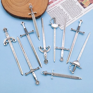 Retro Tibetan silver sword alloy pendants for vintage jewelry making and DIY necklaces