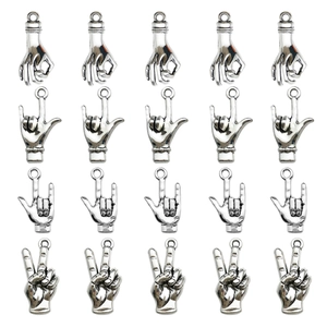 20pcs antique silver hand gesture charms including OK and Peace signs for DIY jewelry