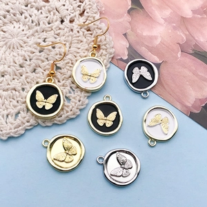 Golden and silver alloy butterfly pendant charms and drop earrings for DIY jewelry