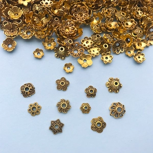 Calottes de fleurs creuses en or antique pour bijoux DIY et accessoires de bracelet