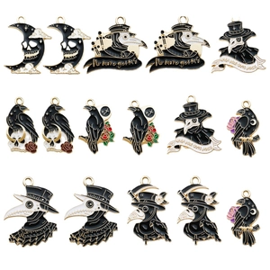 Ensemble de breloques gothiques médecin de peste et corbeau en émail pour bijoux DIY