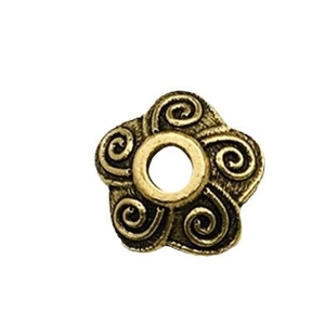 Calottes de fleurs en or antique pour bijoux DIY avec texture en spirale vintage