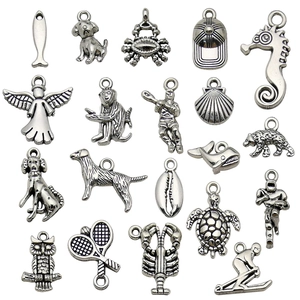 Breloques en Alliage de Zinc Argent Antique Rétro pour la Fabrication de Bijoux DIY Animal Vie Marine Sports Pendentifs Accessoires pour Bracelet Collier Artisanat