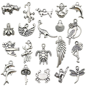 Set 20 ciondoli animali in lega argento vintage per creazione gioielli fai da te
