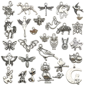 Set di ciondoli animali in lega d'argento vintage con elefanti per creazione gioielli fai-da-te