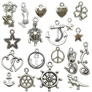 Assorted antique silver nautical and animal alloy charms for DIY jewelry making