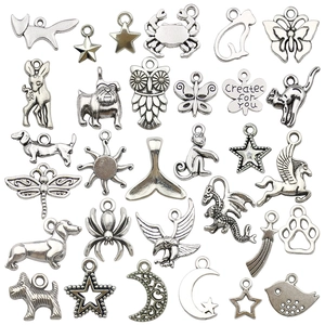 30pcs vintage silver alloy charms set featuring owl butterfly and sun for DIY jewelry
