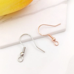 S925 rose gold and silver DIY earring hooks with anti-slip coils for jewelry making