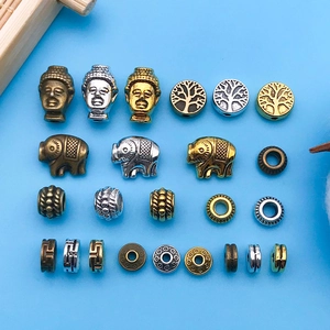 Mix of 20 vintage alloy spacer beads in gold, silver, and bronze for DIY bracelet making