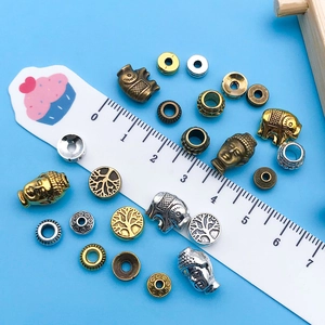Mix of 24 alloy spacer beads in antique gold, silver and bronze for DIY jewelry making