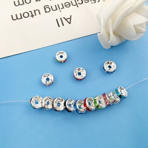 8mm bunte Strass-Zwischenperlen mit Versilberung für DIY-Schmuckherstellung