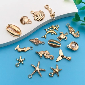 Golden sea animal charms including starfish and turtle for DIY jewelry making
