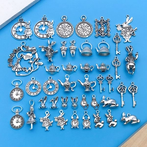 Antique silver Alice in Wonderland themed alloy charms for DIY jewelry making