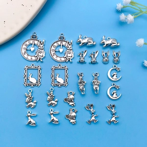 Antique silver Easter bunny charms set for DIY bracelets necklaces and jewelry making