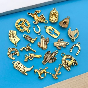 Lot de 20 breloques de cow-boy doré avec cactus et chapeau pour la création de bijoux DIY