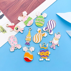 Colorful Easter bunny and egg alloy enamel charms for DIY jewelry and accessories