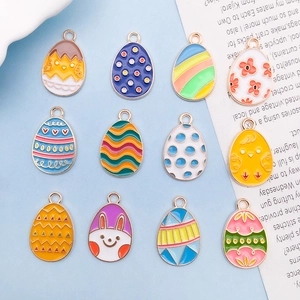 Cartoon Alloy Enamel Easter Egg Bunny Chick Charms Pendants For DIY Jewelry Making Necklaces Bracelets Accessories Gift